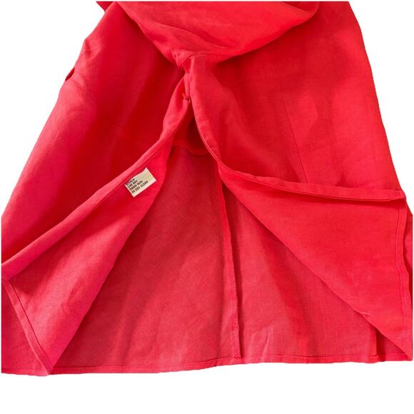 Talbots Irish Linen 3/4 Sleeve V-neck Side Zip Dark Pink Top Size 8 - Picture 9 of 14